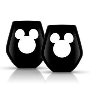 New Joyjolt Disney Mickey Mouse 20oz Crystal Stemless Wine Glasses Set